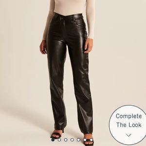 Abercrombie Curve Love Vegan Leather Cross Waist Straight Pants